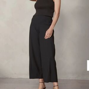 Rafaello Rossi Sally 7/8 Elegant Black Wide-Leg Pull On Pants Sz 12-14